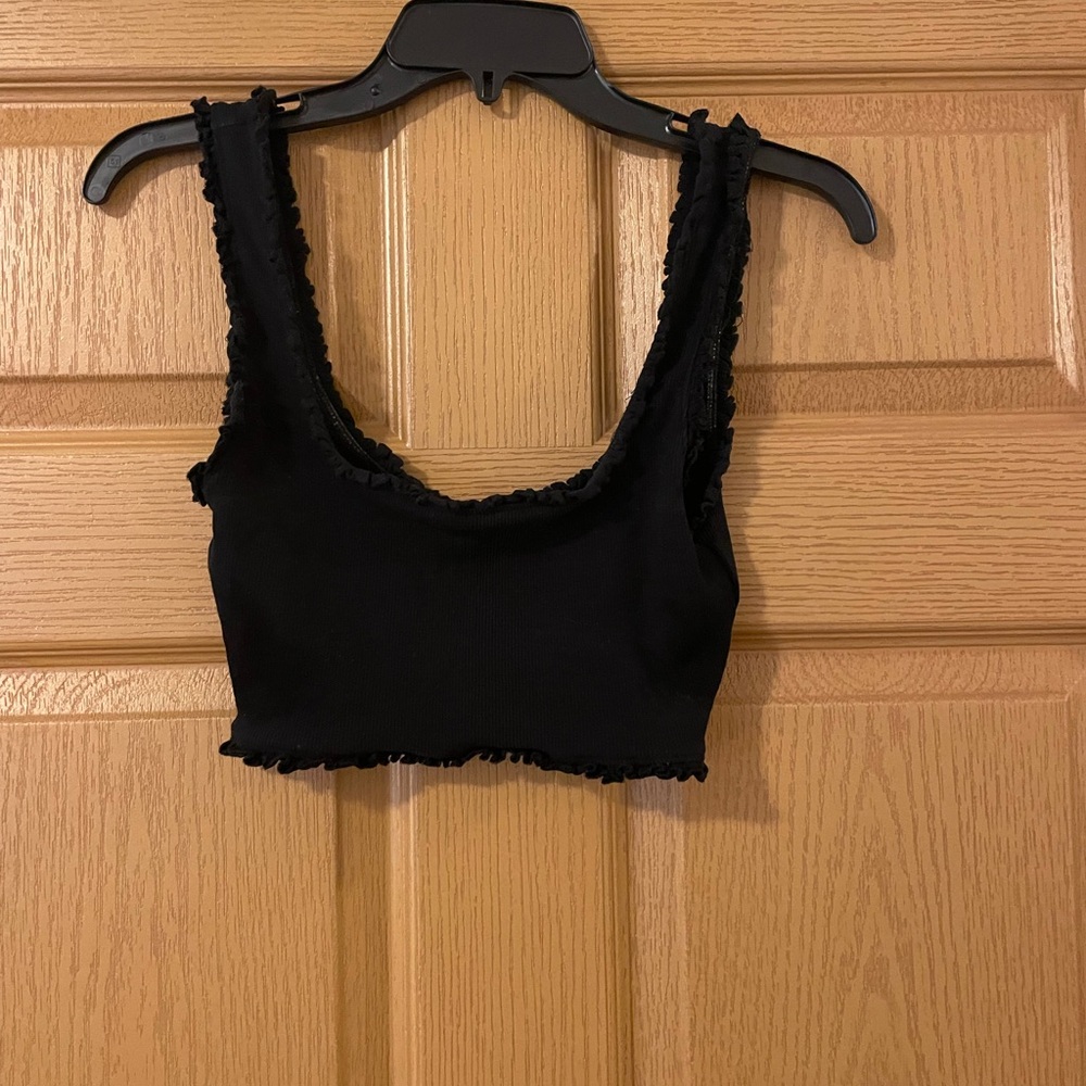 Zara Black Ruffled Tank Top